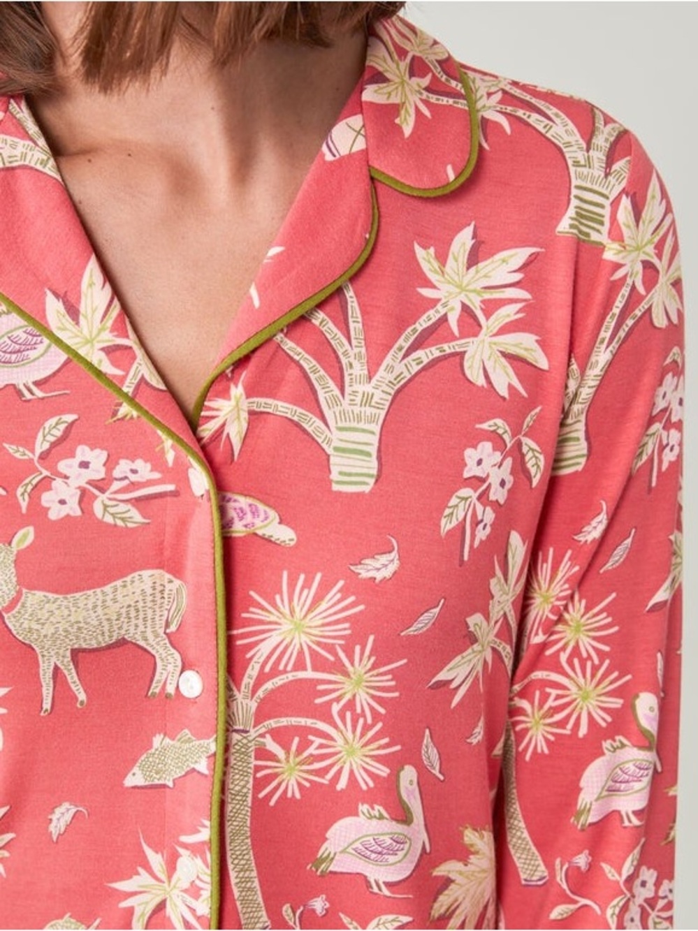 Spartina 449 NWT Pajama Button Sleep Shirt Lowcountry Fauna Red Print Size Small - Picture 2 of 12